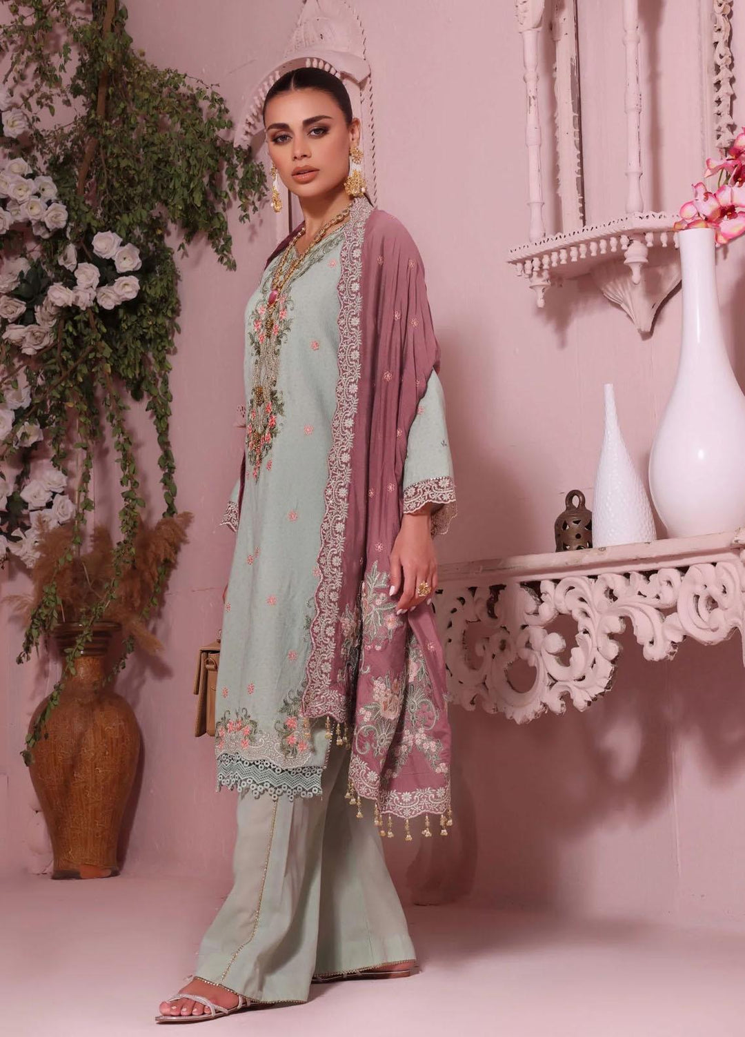 Roohi By Aahang Embroidered Lawn Suits Unstitched 3 Piece ANG23R Maha - Summer Collection