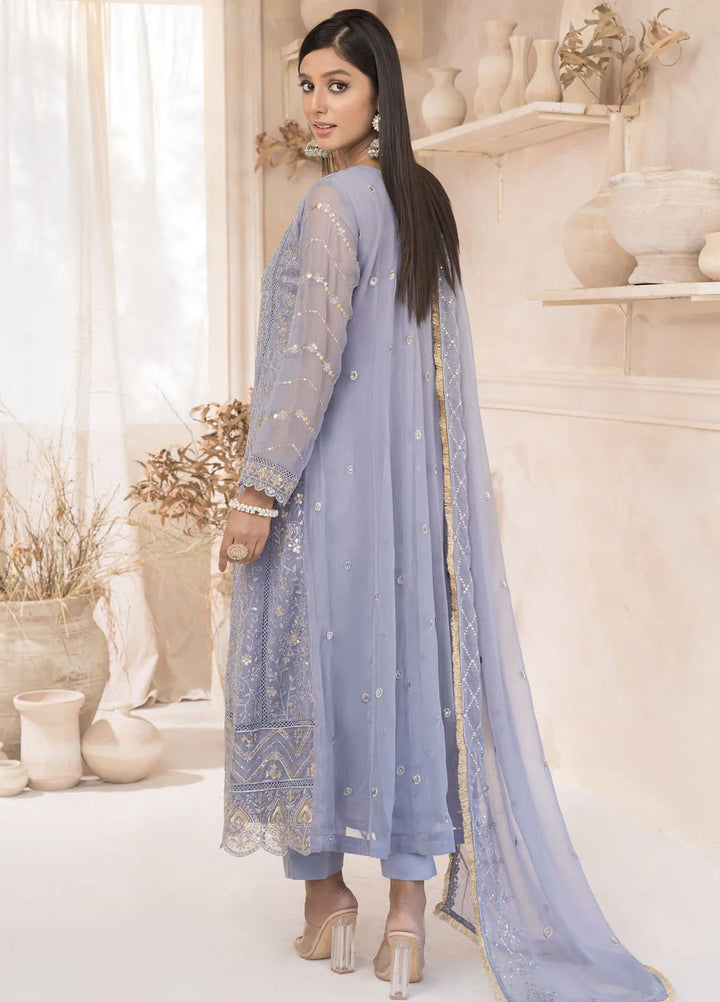 Roop Rang By Al Harir Pret Embroidered Chiffon 3 Piece Suit Mahi Grey