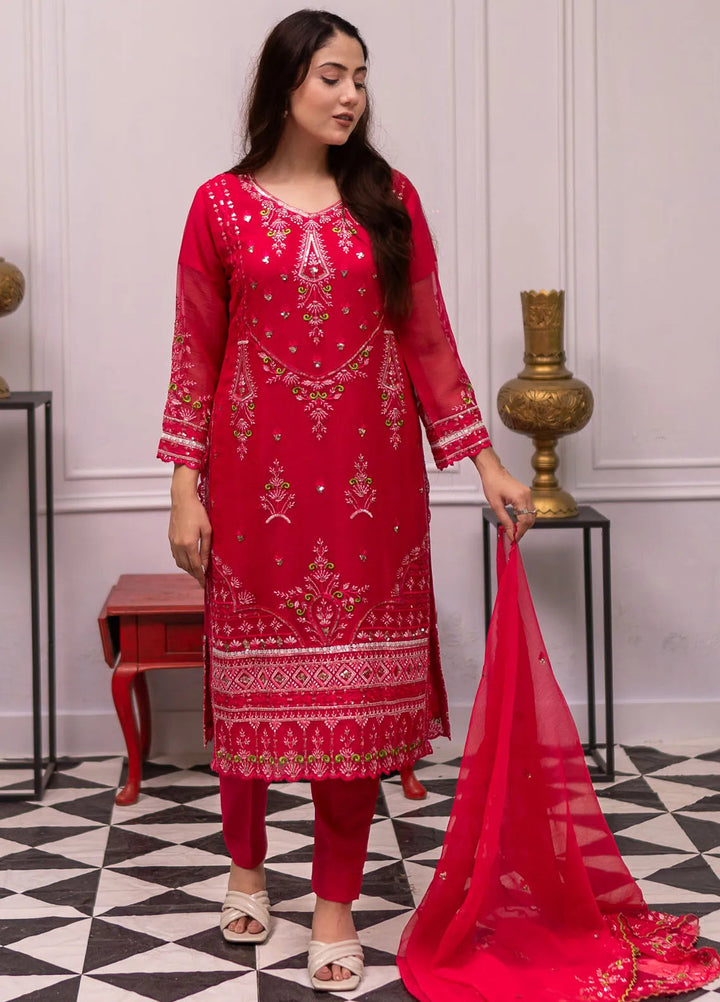 Roop Rang By Al Harir Pret Embroidered Chiffon 3 Piece Suit Nazarana Pink