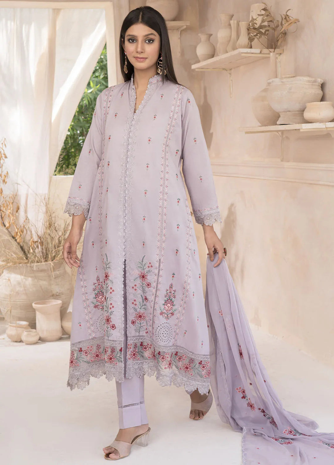 Roop Rang By Al Harir Pret Embroidered Cotton 3 Piece Suit Ayaana Lilac