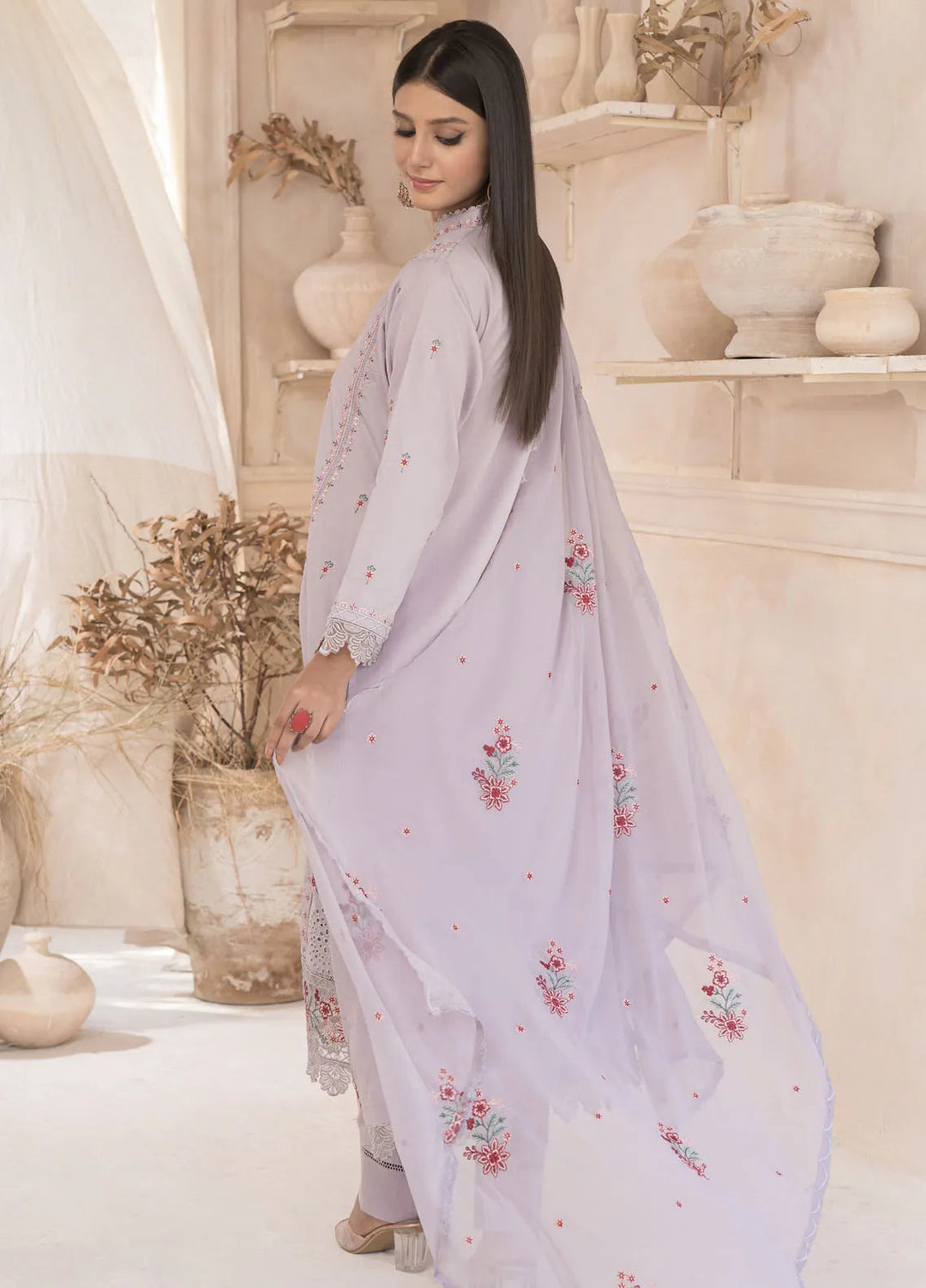 Roop Rang By Al Harir Pret Embroidered Cotton 3 Piece Suit Ayaana Lilac