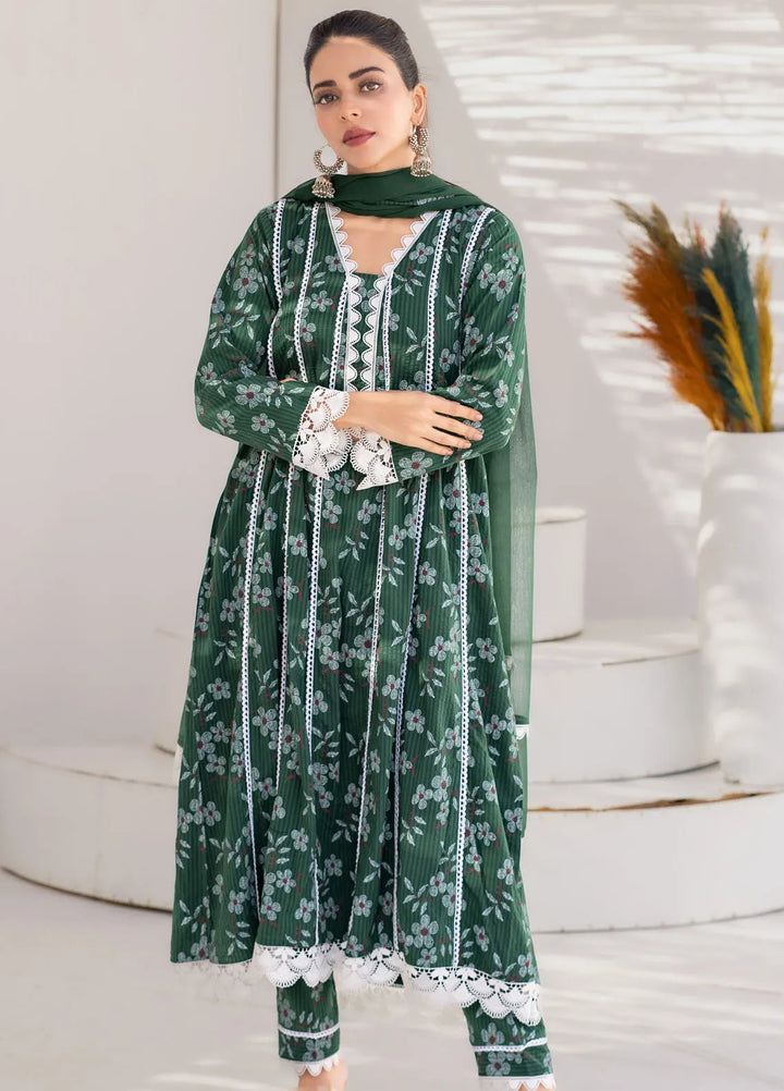 Roop Rang By Al Harir Pret Embroidered Cotton 3 Piece Suit Kaavish Green