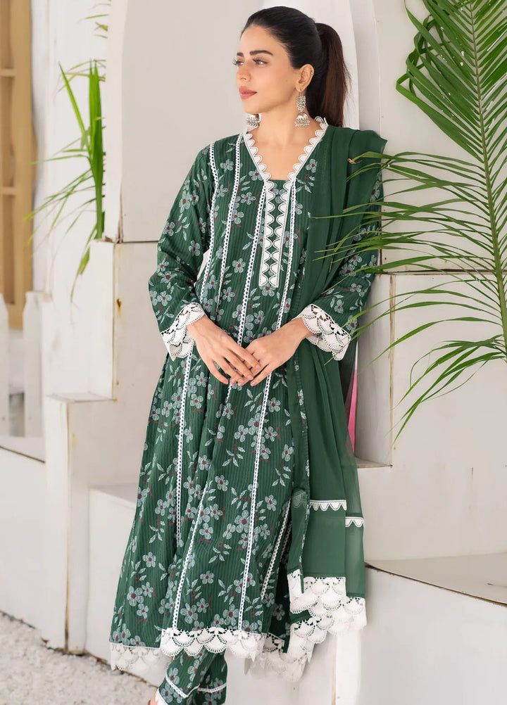 Roop Rang By Al Harir Pret Embroidered Cotton 3 Piece Suit Kaavish Green