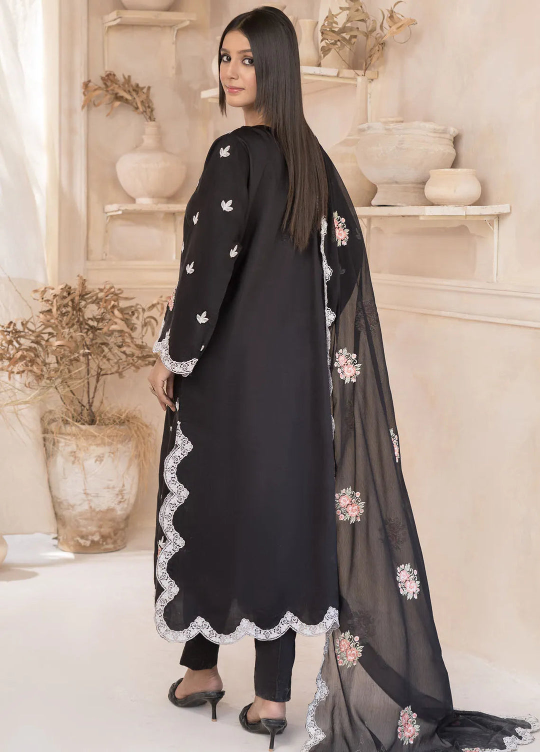 Roop Rang By Al Harir Pret Embroidered Silk 3 Piece Suit Mannat Black