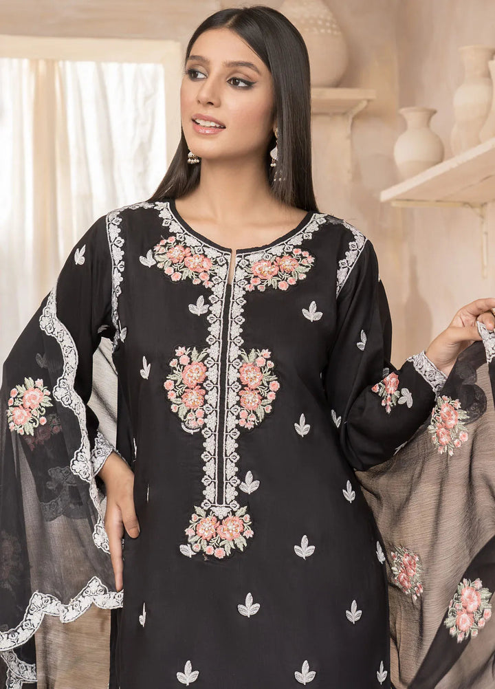Roop Rang By Al Harir Pret Embroidered Silk 3 Piece Suit Mannat Black
