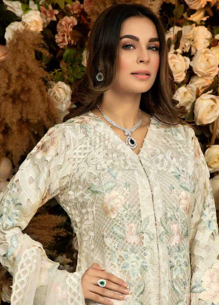 Rosa Blanca by Adan's Libas Embroidered Organza Suits Unstitched 3 Piece AL21RB D-01 Day Lily - Luxury Collection