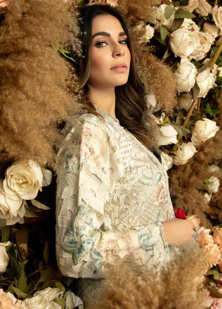 Rosa Blanca by Adan's Libas Embroidered Organza Suits Unstitched 3 Piece AL21RB D-01 Day Lily - Luxury Collection