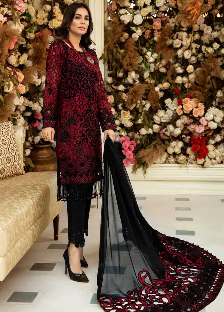Rosa Blanca by Adan's Libas Embroidered Organza Suits Unstitched 3 Piece AL21RB D-02 After Dark - Luxury Collection