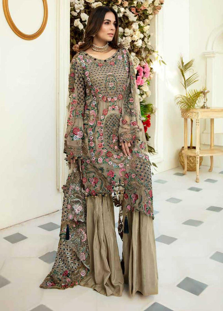 Rosa Blanca by Adan's Libas Embroidered Chiffon Suits Unstitched 3 Piece AL21RB D-04 Radiant Floral - Luxury Collection