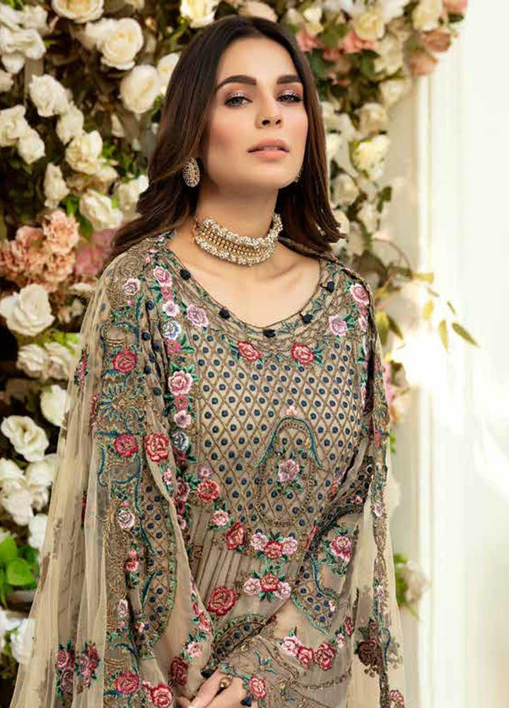 Rosa Blanca by Adan's Libas Embroidered Chiffon Suits Unstitched 3 Piece AL21RB D-04 Radiant Floral - Luxury Collection