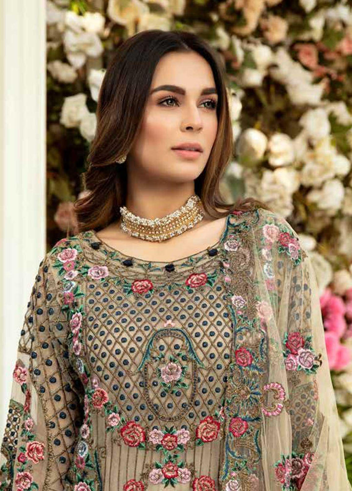 Rosa Blanca by Adan's Libas Embroidered Chiffon Suits Unstitched 3 Piece AL21RB D-04 Radiant Floral - Luxury Collection