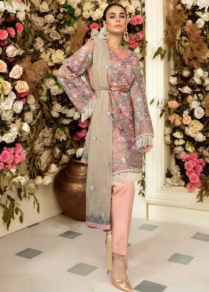 Rosa Blanca by Adan's Libas Embroidered Organza Suits Unstitched 3 Piece AL21RB D-07 Sweet Heart - Luxury Collection