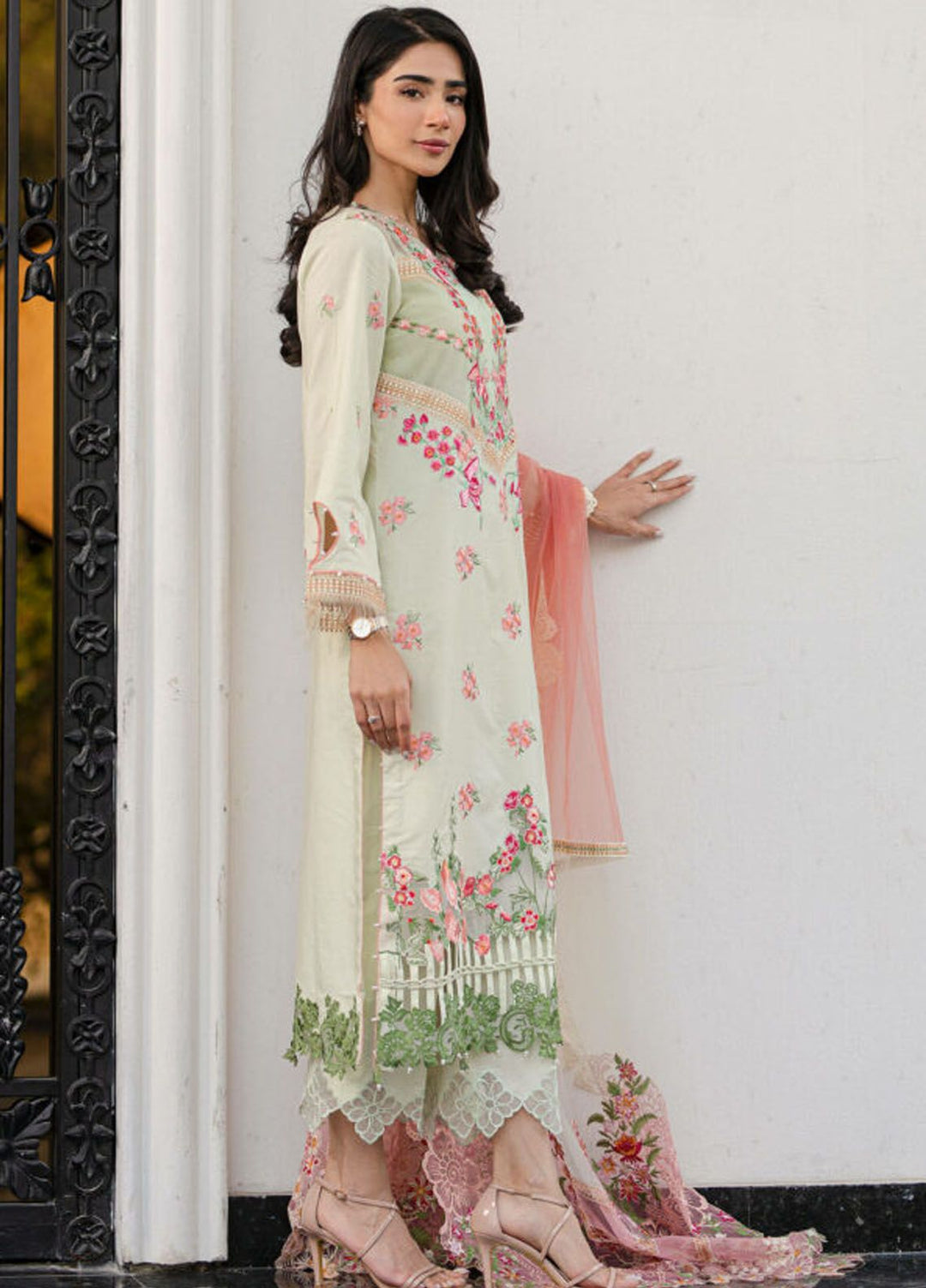 Rosemary And Ruffles By Asifa And Nabeel Embroidered Lawn Suit Unstitched 3 Piece AN24R RRL-07 Serene - Luxury Summer Collection
