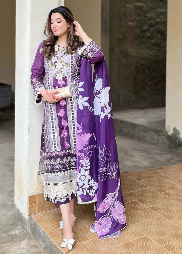 Rosemary And Ruffles By Asifa And Nabeel Embroidered Lawn Suit Unstitched 3 Piece AN24R RRL-12 Dazzle - Luxury Summer Collection