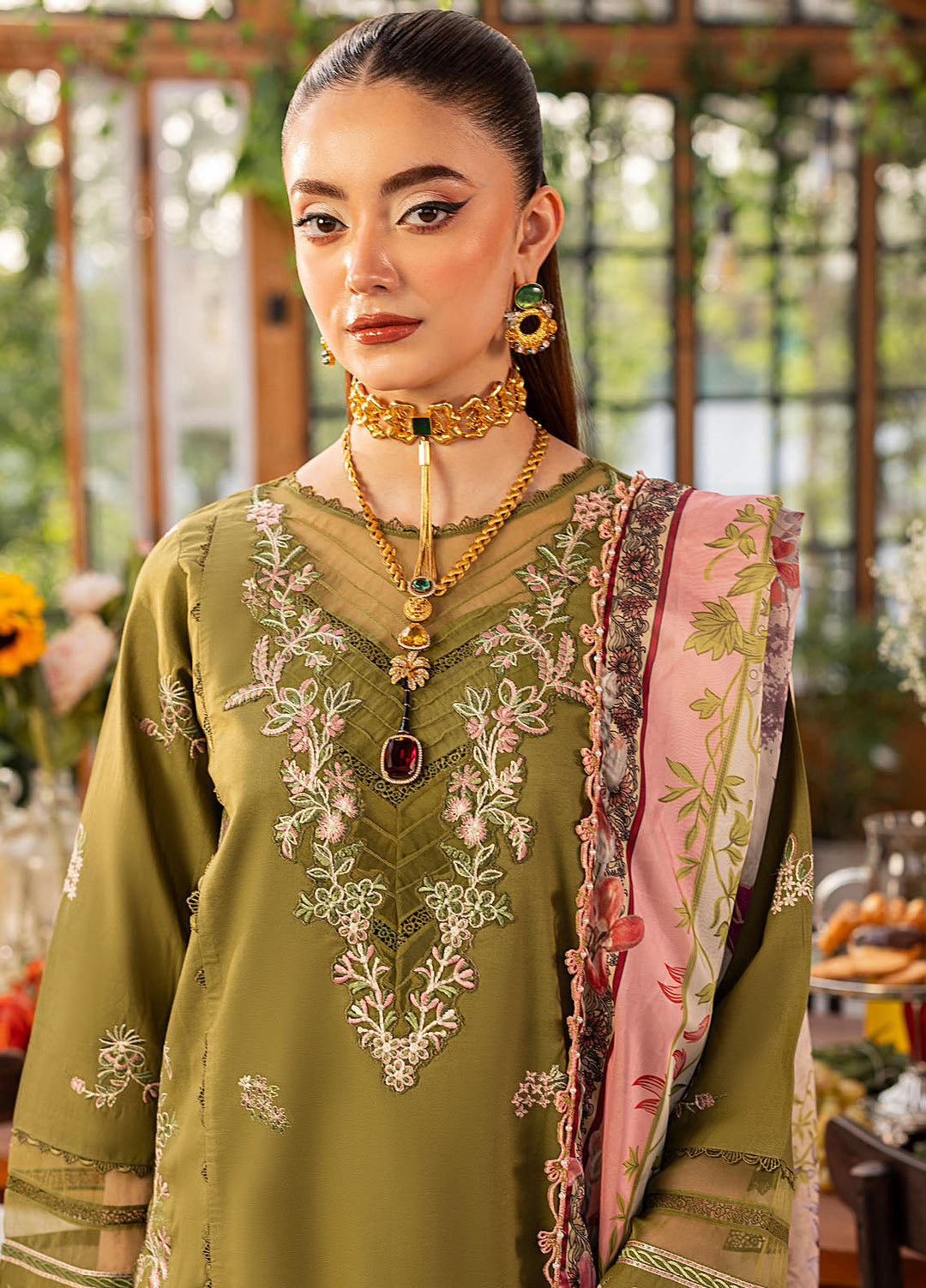 Roses De Feu by Sahane Embroidered Lawn Suits Unstitched 3 Piece SNE25RF CT-22002 Jardin - Summer Collection