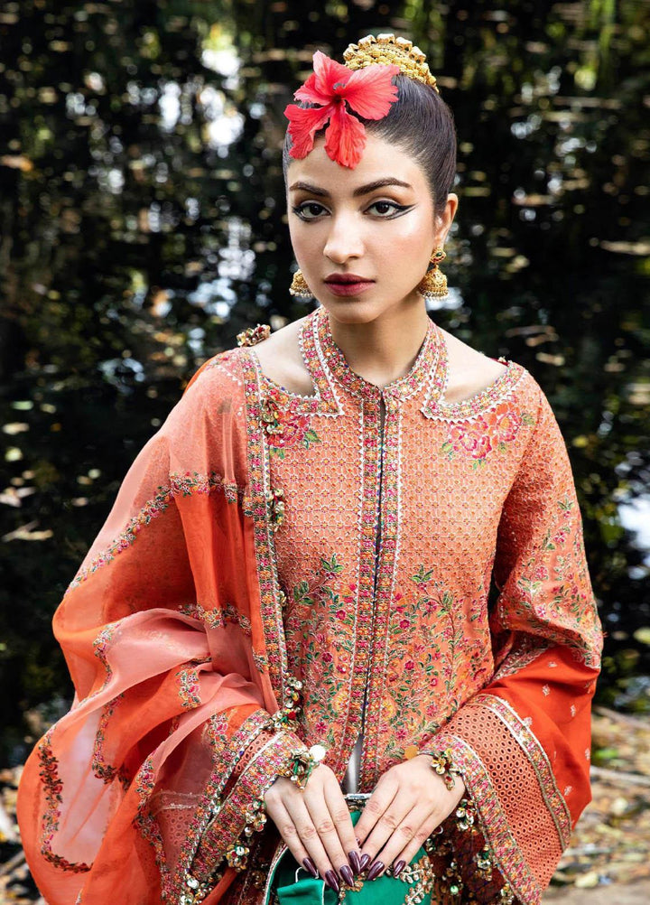 Roshan by Hussain Rehar Embroidered Lawn Suits Unstitched 3 Piece HRR23R Begonia - Luxury Collection
