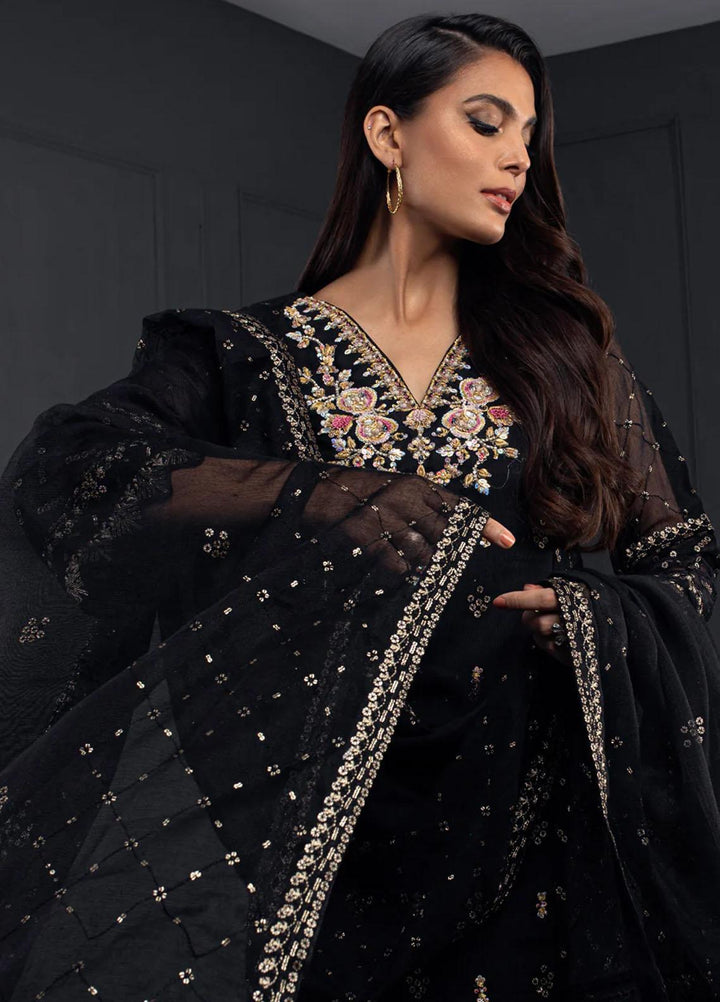 Shamooz Pret Embroidered Khaadi Net 3 Piece Suit SEM-0529 Black