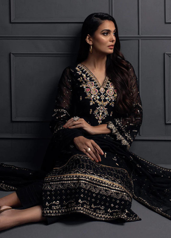 Shamooz Pret Embroidered Khaadi Net 3 Piece Suit SEM-0529 Black