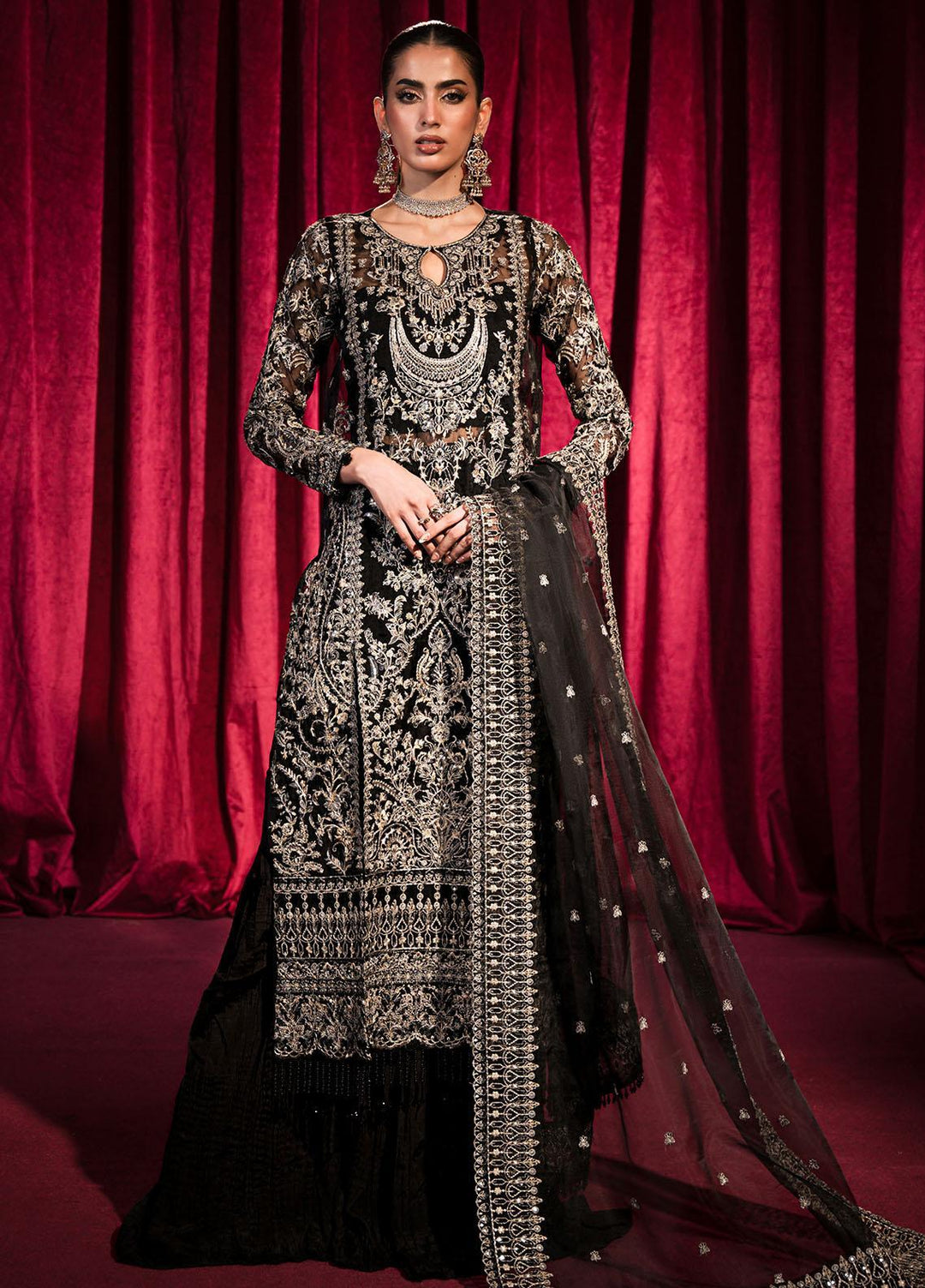Roshnai By Shazme Embroidered Organza Suits Unstitched 4 Piece SHZ23R SH 01 Nihal - Wedding Collection