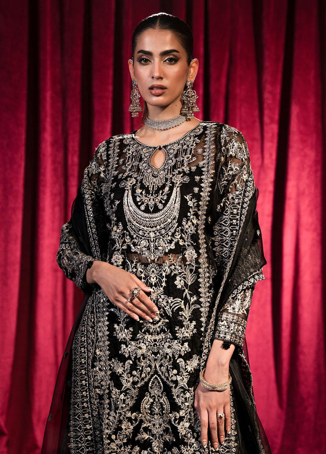 Roshnai By Shazme Embroidered Organza Suits Unstitched 4 Piece SHZ23R SH 01 Nihal - Wedding Collection