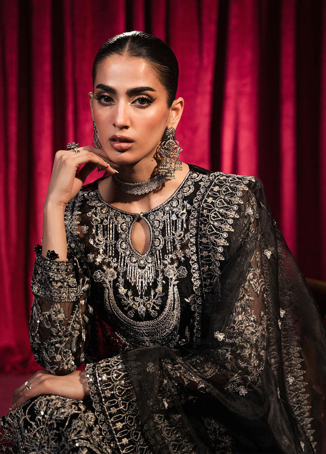 Roshnai By Shazme Embroidered Organza Suits Unstitched 4 Piece SHZ23R SH 01 Nihal - Wedding Collection