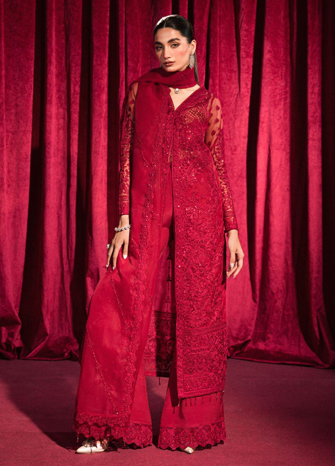 Roshnai By Shazme Embroidered Organza Suits Unstitched 4 Piece SHZ23R SH 02 Dilara - Wedding Collection