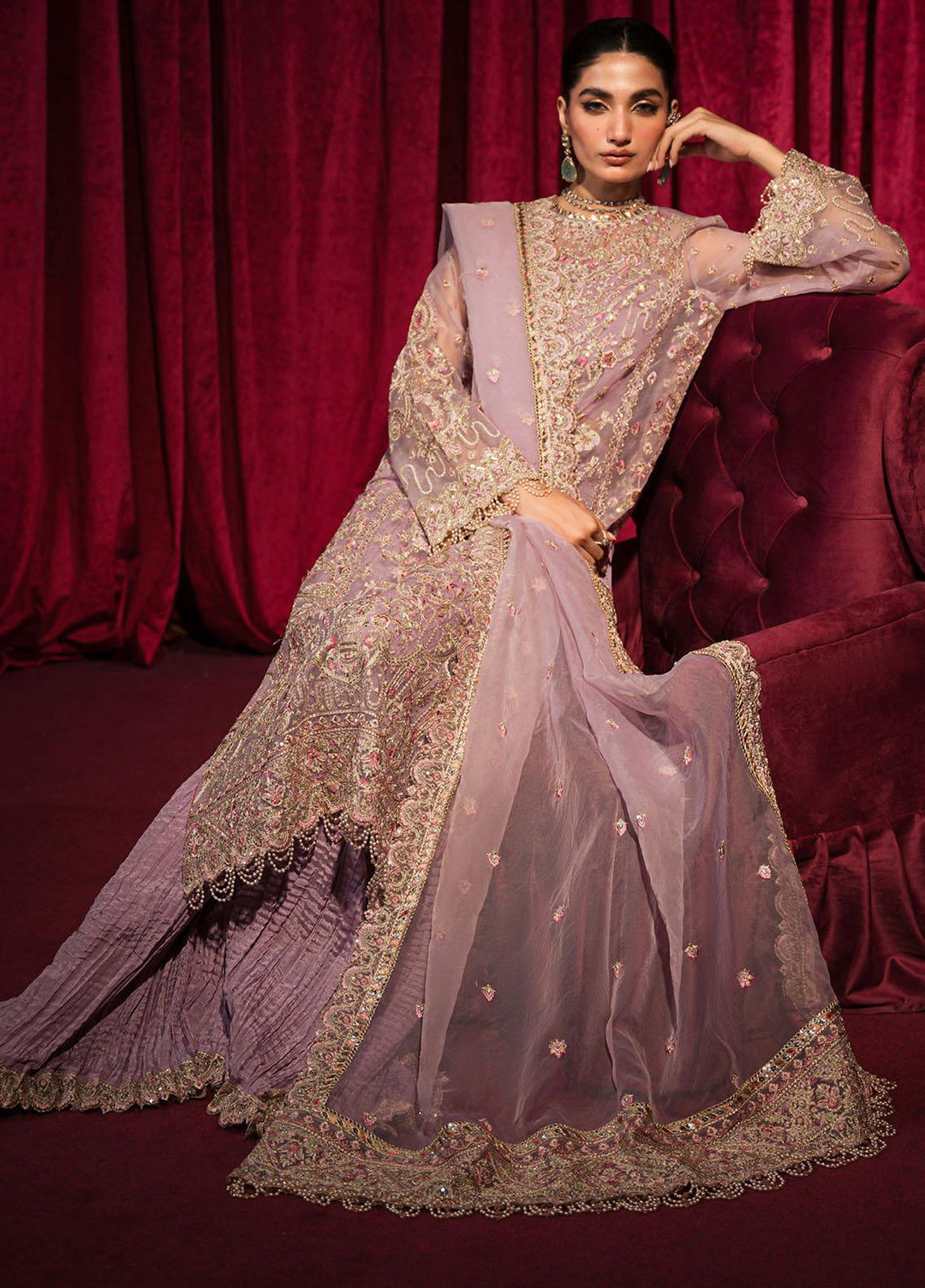 Roshnai By Shazme Embroidered Organza Suits Unstitched 4 Piece SHZ23R SH 04 Nora - Wedding Collection