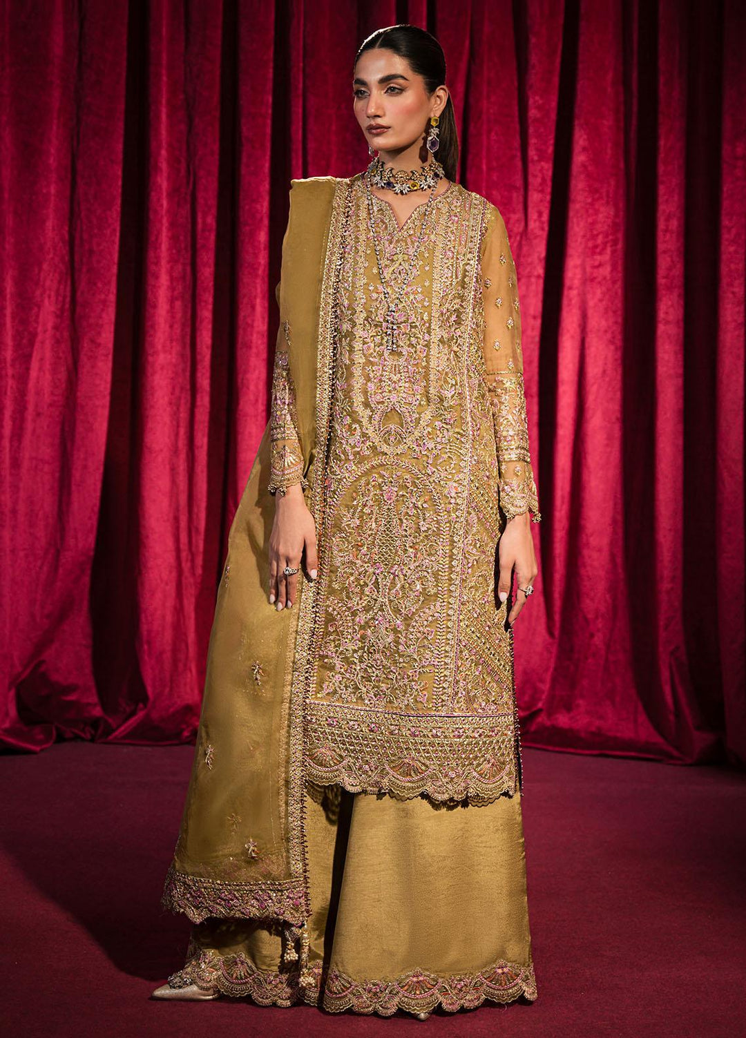 Roshnai By Shazme Embroidered Organza Suits Unstitched 4 Piece SHZ23R SH 05 Aysel - Wedding Collection