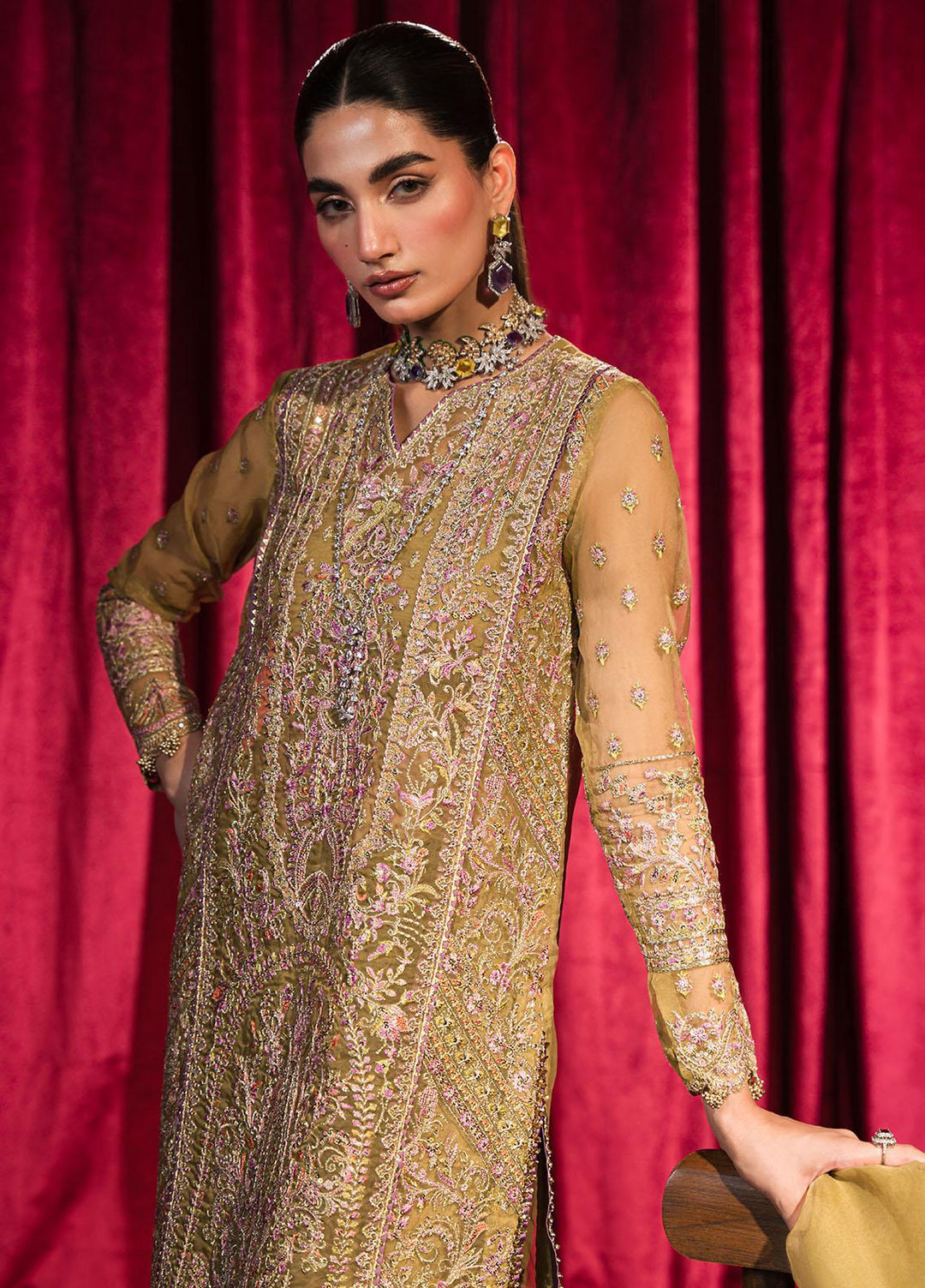 Roshnai By Shazme Embroidered Organza Suits Unstitched 4 Piece SHZ23R SH 05 Aysel - Wedding Collection