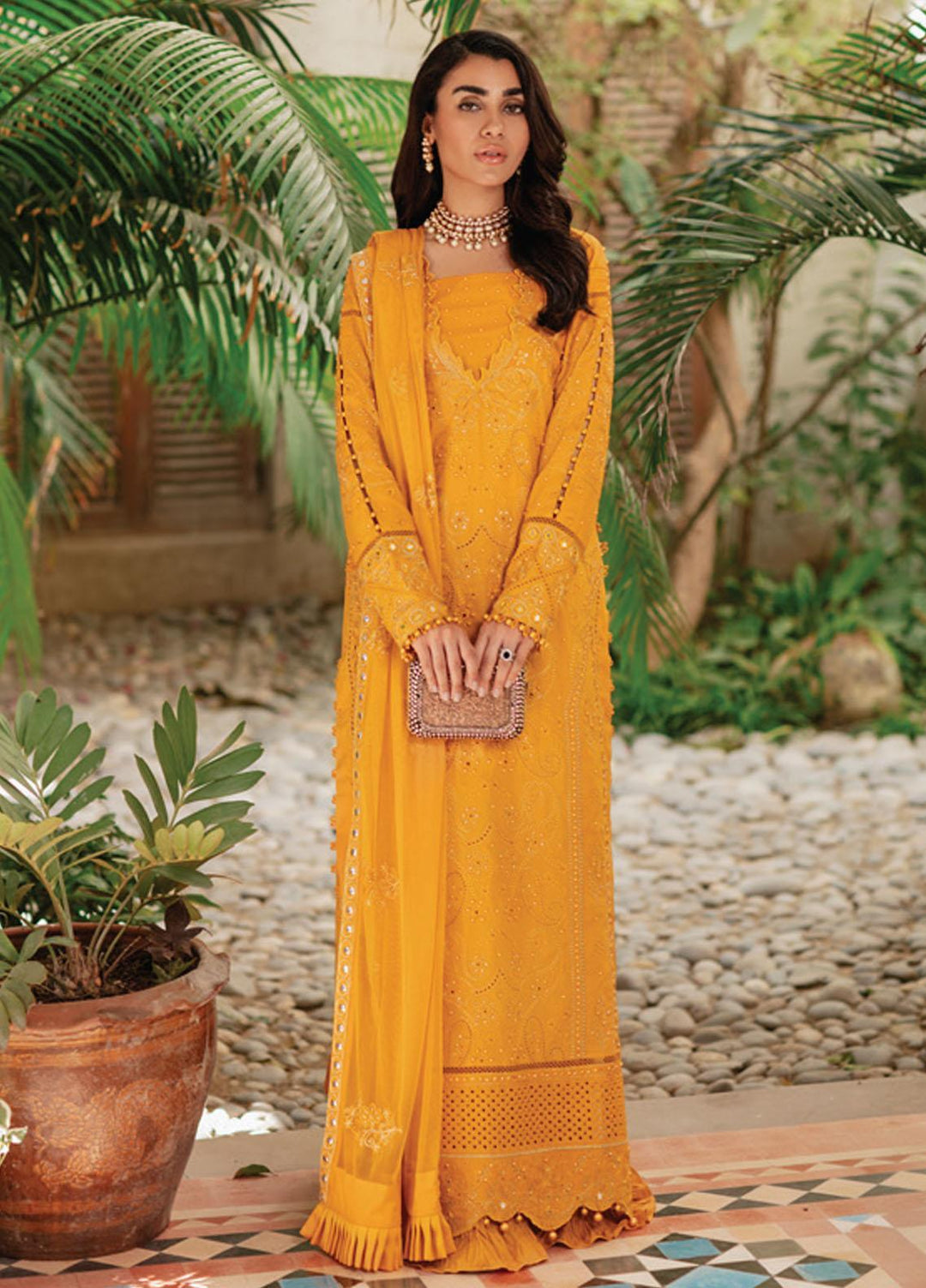 Rouche Embroidered Chikankari Suits Unstitched 3 Piece RCH21CH D-08 - Winter Collection