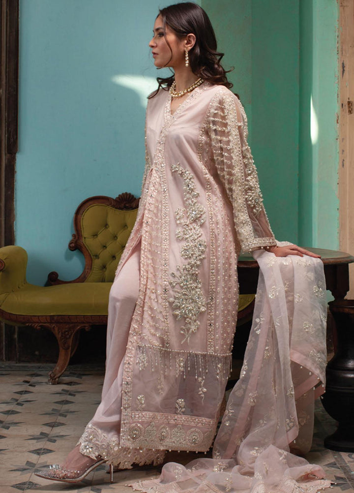 Rouche Embroidered Organza Suits Unstitched 3 Piece RCH21L 01-Pink - Luxury Collection