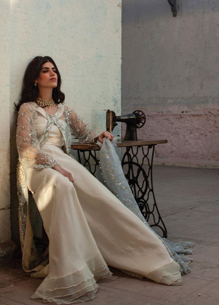 Rouche Embroidered Organza Suits Unstitched 3 Piece RCH21L 02-Off White - Luxury Collection