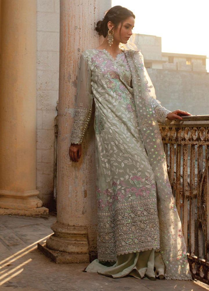 Rouche Embroidered Organza Suits Unstitched 3 Piece RCH21L 05-Mint Green - Luxury Collection