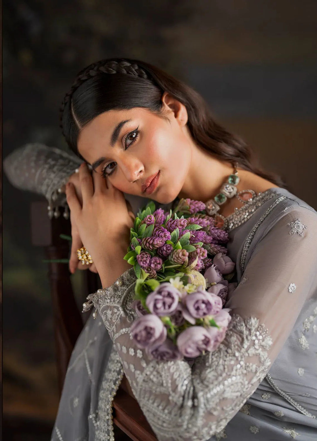 Rouge by Zarif Embroidered Chiffon Suits Unstitched 3 Piece ZR25UF ZRW 03 Adeline - Wedding Collection