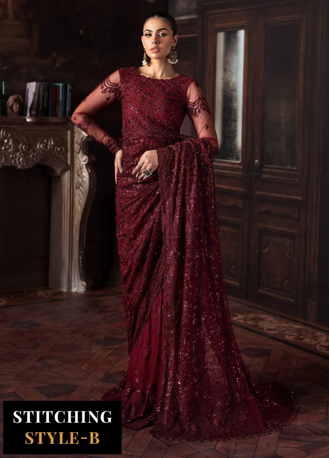 Rouge by Zarif Embroidered Net Suits Unstitched 3 Piece ZR25UF ZRW 02 Mabel - Wedding Collection