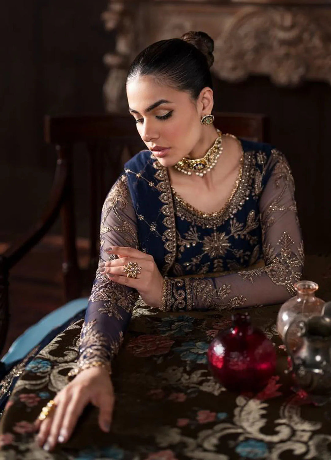 Rouge by Zarif Embroidered Net Suits Unstitched 3 Piece ZR25UF ZRW 04 Lavinia - Wedding Collection