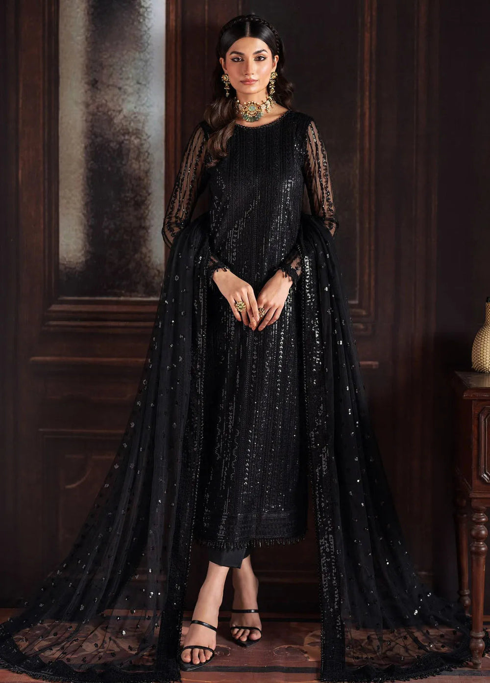 Rouge by Zarif Embroidered Net Suits Unstitched 3 Piece ZR25UF ZRW 06 Frances - Wedding Collection