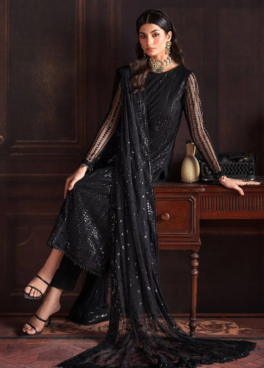 Rouge by Zarif Embroidered Net Suits Unstitched 3 Piece ZR25UF ZRW 06 Frances - Wedding Collection