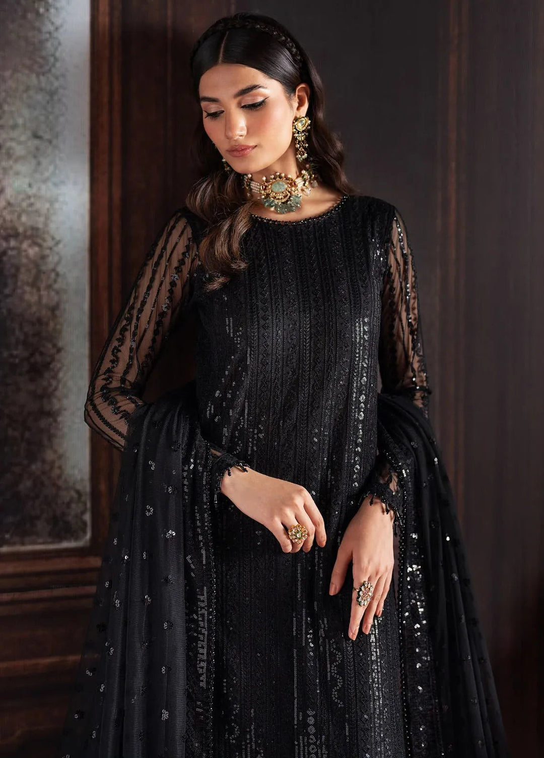 Rouge by Zarif Embroidered Net Suits Unstitched 3 Piece ZR25UF ZRW 06 Frances - Wedding Collection