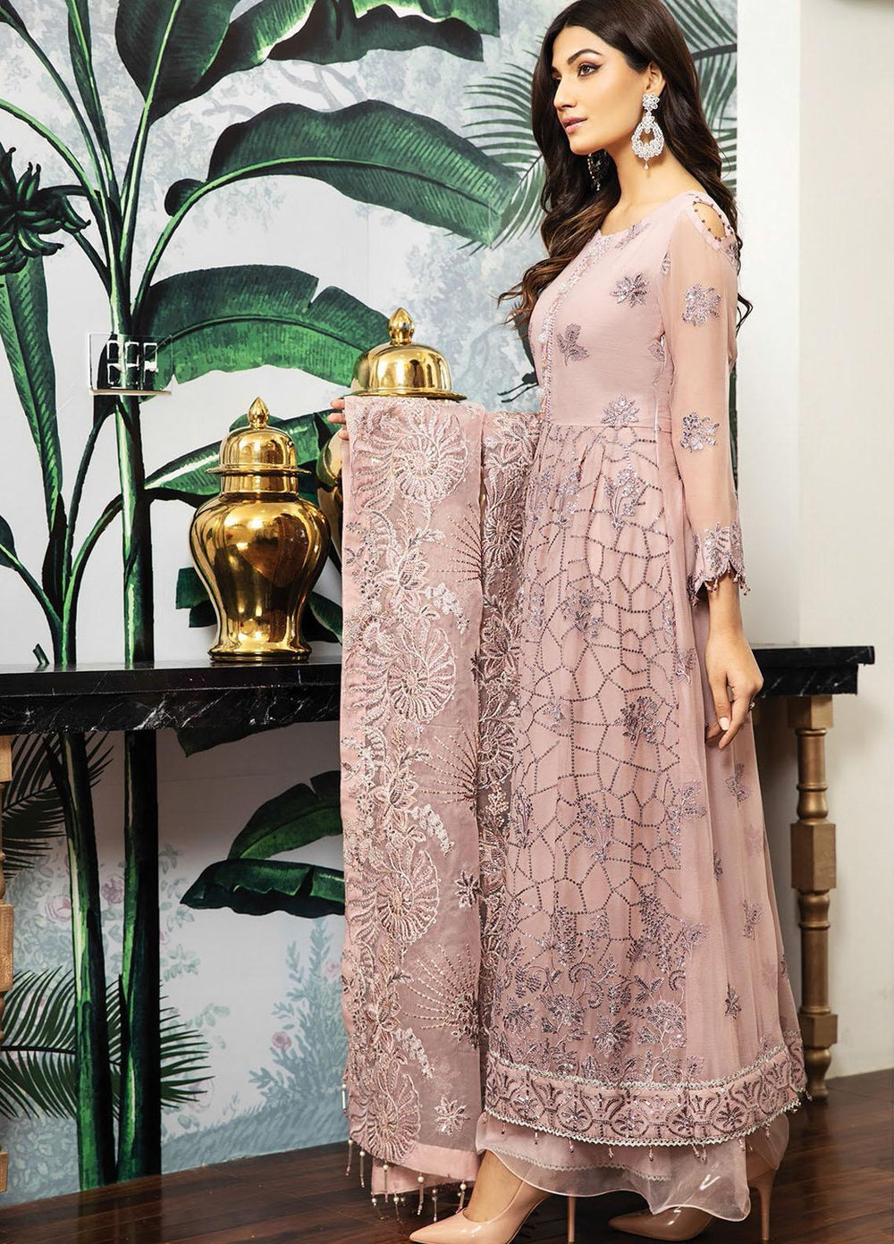 Alizeh Fashion by Bilal Embroidery Embroidered Chiffon Suits Unstitched 3 Piece AFB21RD D-01 SIRENE - Luxury Collection