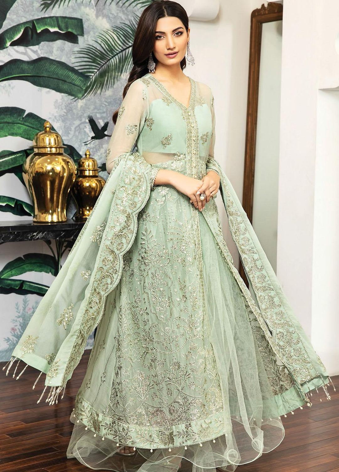 Alizeh Fashion by Bilal Embroidery Embroidered Chiffon Suits Unstitched 3 Piece AFB21RD D-02 SAPHIR - Luxury Collection