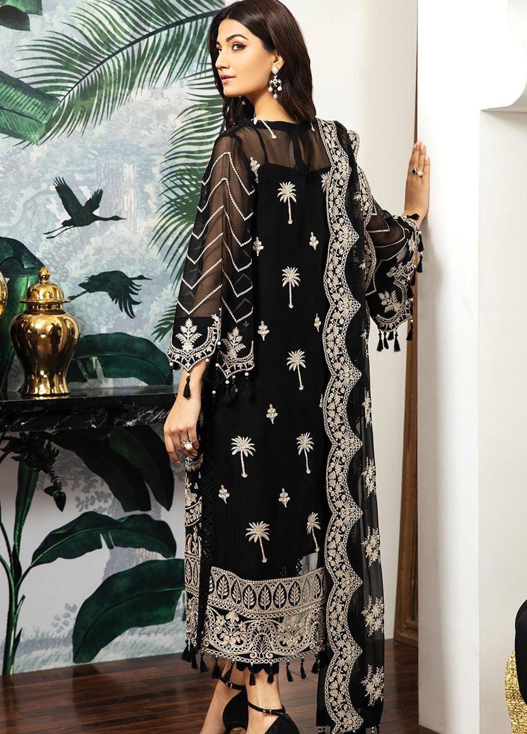 Alizeh Fashion by Bilal Embroidery Embroidered Chiffon Suits Unstitched 3 Piece AFB21RD D-03 CLARA - Luxury Collection
