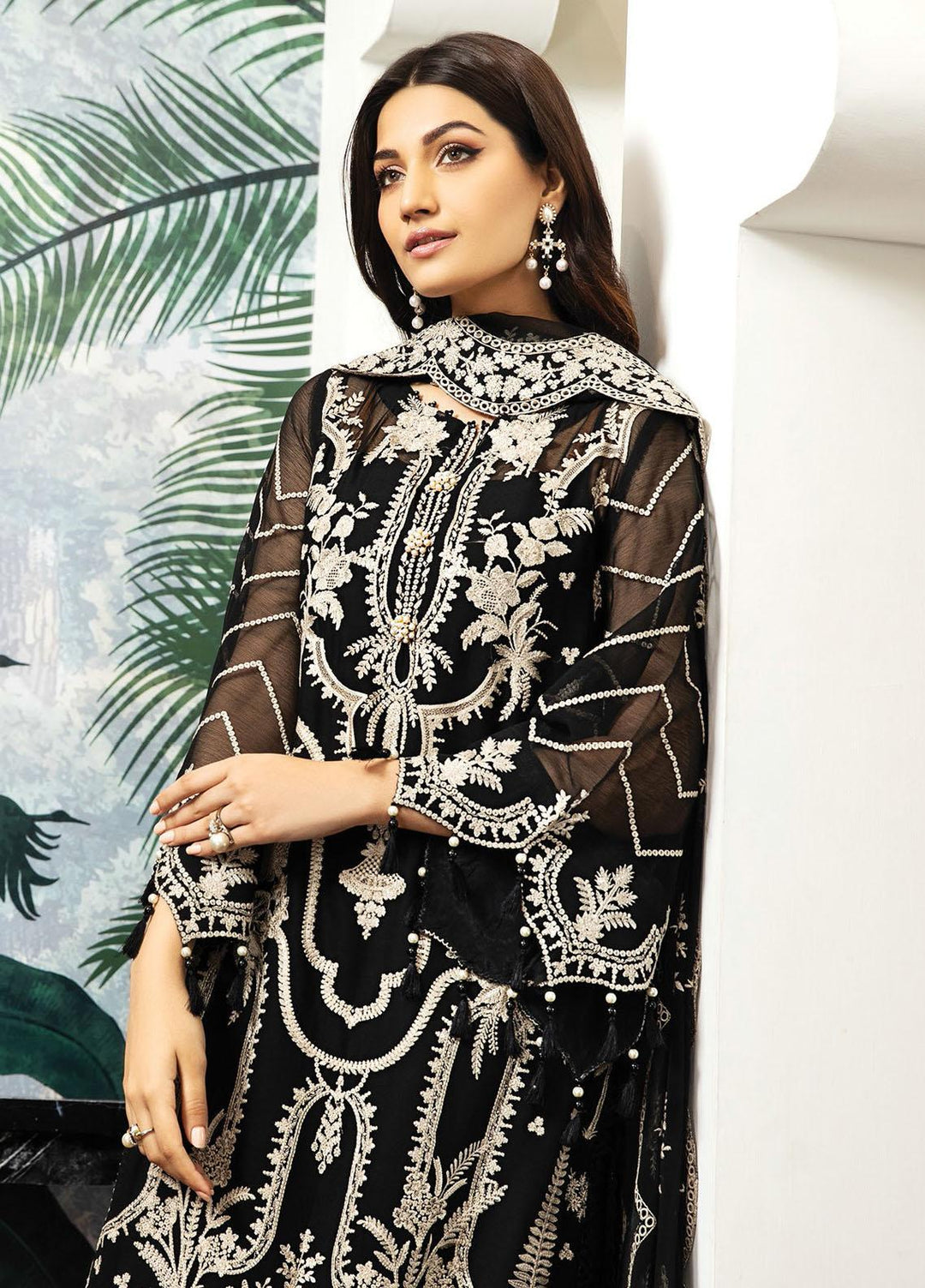 Alizeh Fashion by Bilal Embroidery Embroidered Chiffon Suits Unstitched 3 Piece AFB21RD D-03 CLARA - Luxury Collection