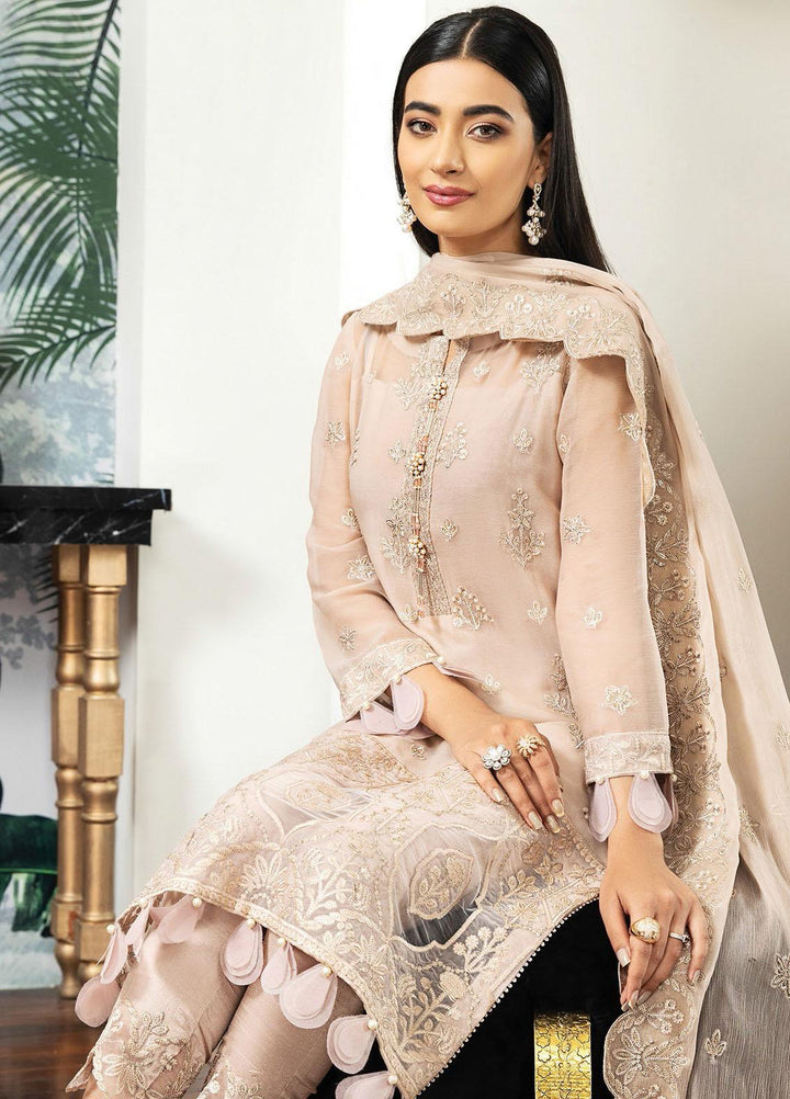 Alizeh Fashion by Bilal Embroidery Embroidered Chiffon Suits Unstitched 3 Piece AFB21RD D-04 PECHE - Luxury Collection