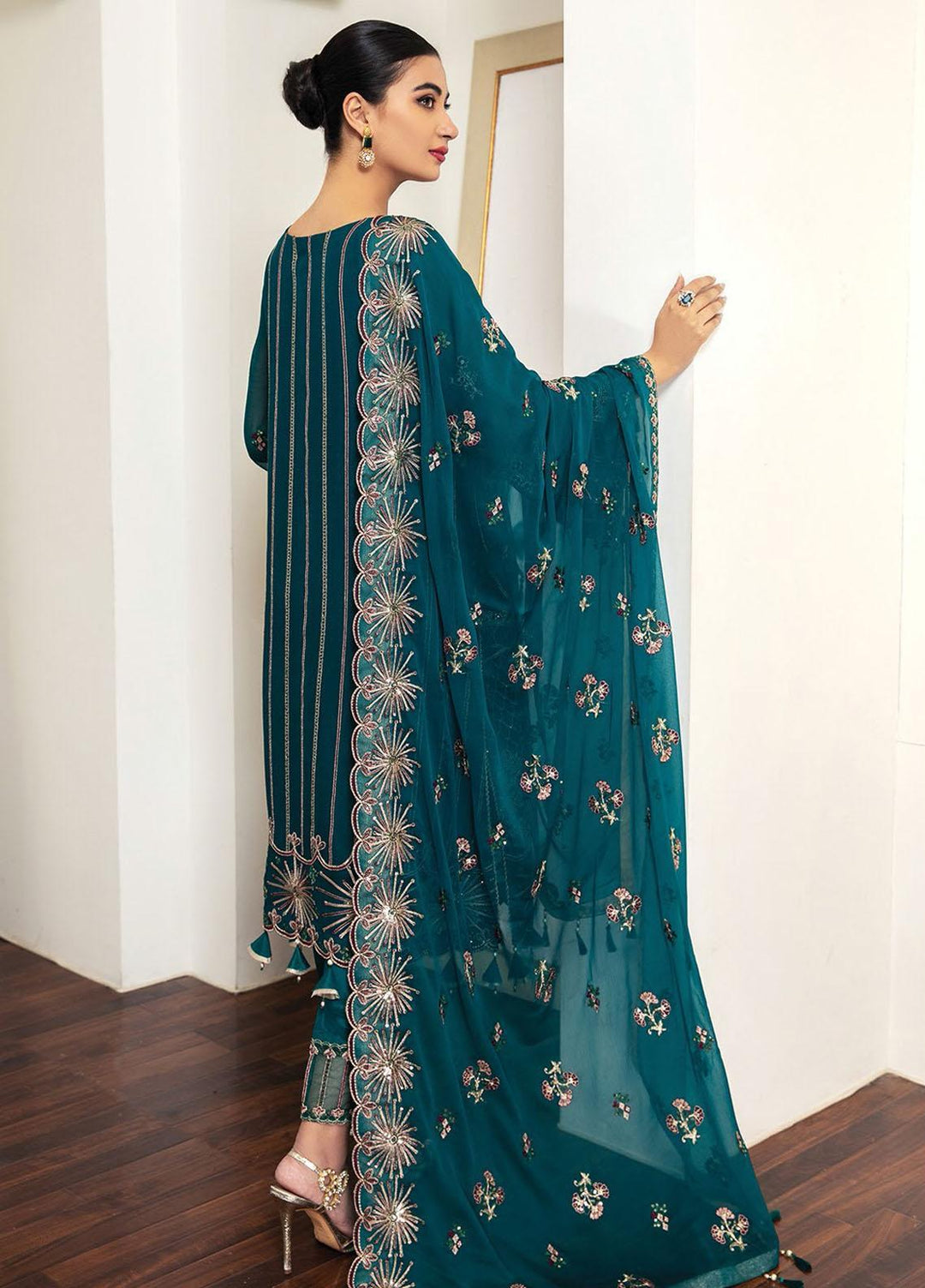 Alizeh Fashion by Bilal Embroidery Embroidered Chiffon Suits Unstitched 3 Piece AFB21RD D-10 MARIANA - Luxury Collection