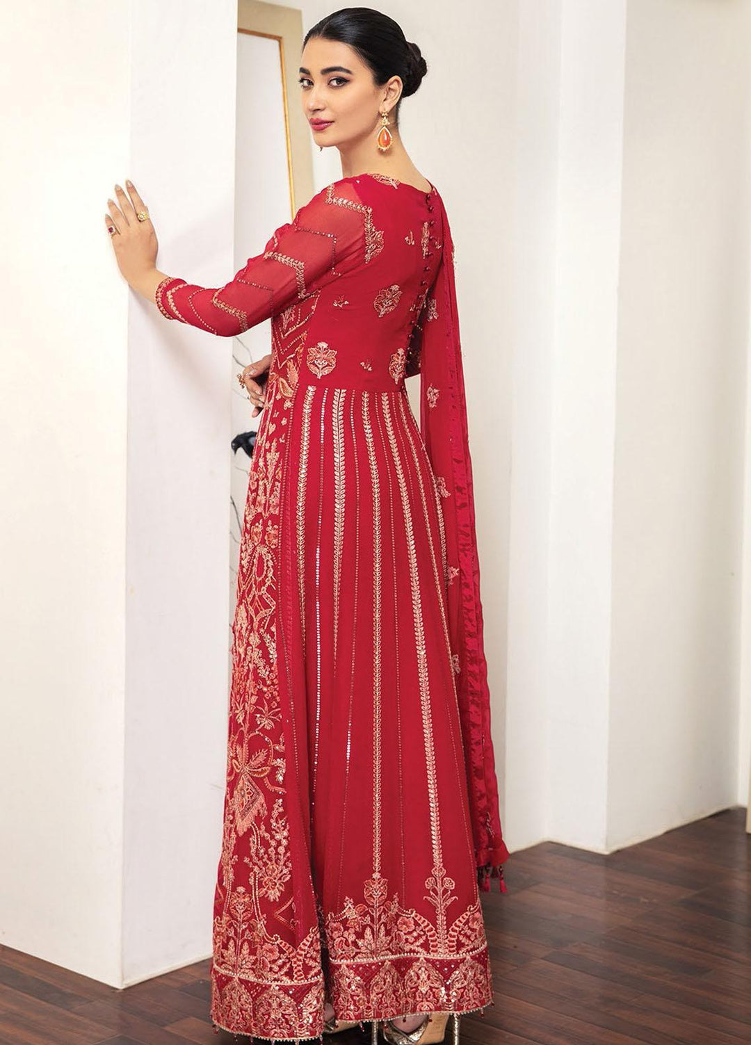 Alizeh Fashion by Bilal Embroidery Embroidered Chiffon Suits Unstitched 3 Piece AFB21RD D-11 SENORITA - Luxury Collection