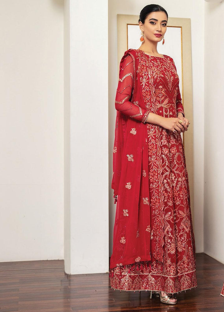 Alizeh Fashion by Bilal Embroidery Embroidered Chiffon Suits Unstitched 3 Piece AFB21RD D-11 SENORITA - Luxury Collection