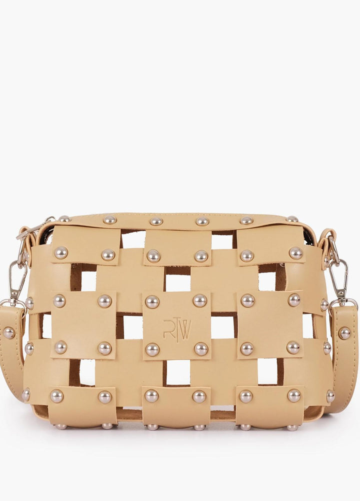 RTW Creation    Bag RTW23CB Off-white rivet cross-body bag RCB-04 - Women Cross Body Bags