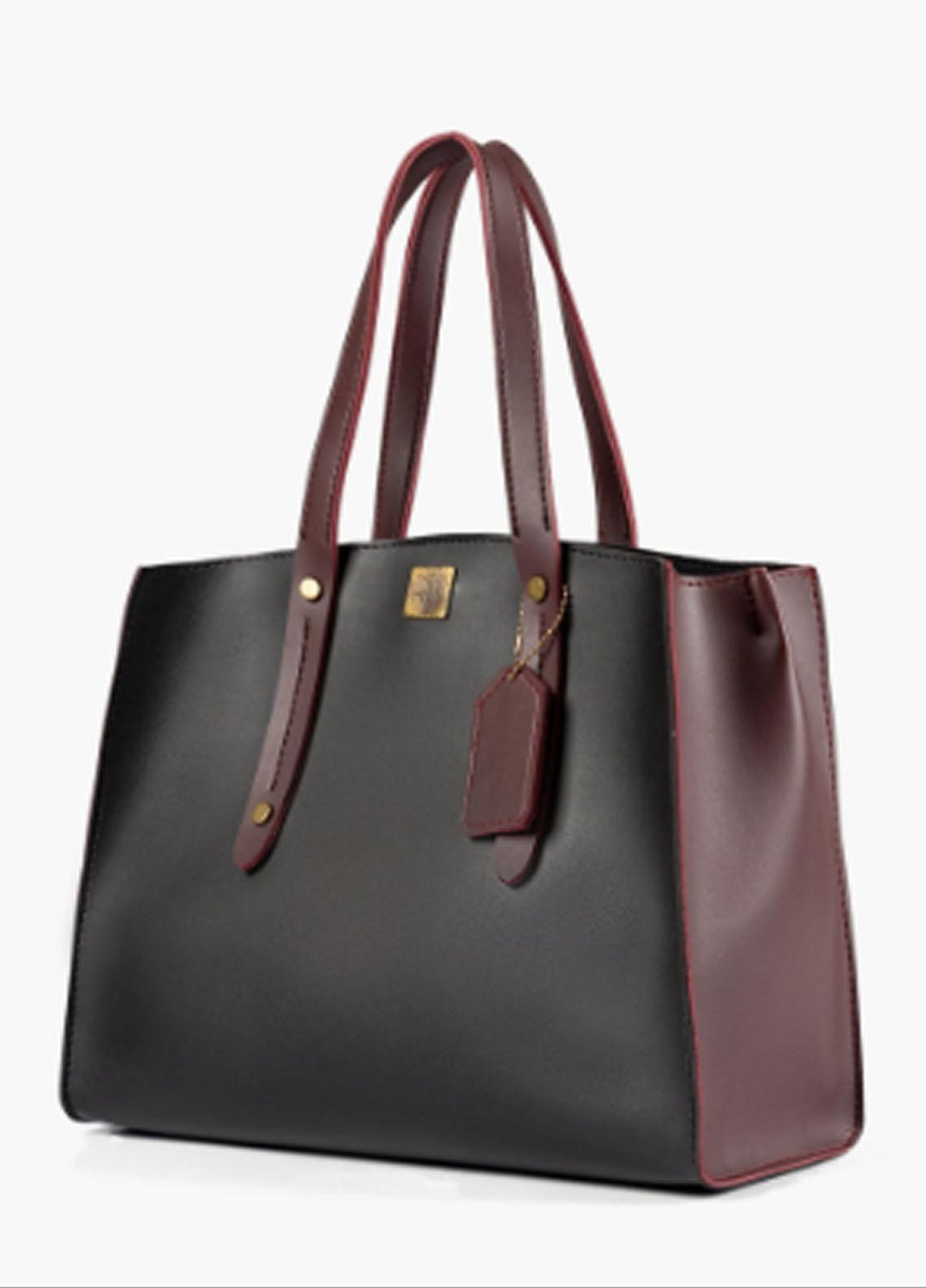 RTW Creation    Hand Bag Dchc-08 Black With Burgundy Multi Compartment Satchel Bag - Women Hand Bags