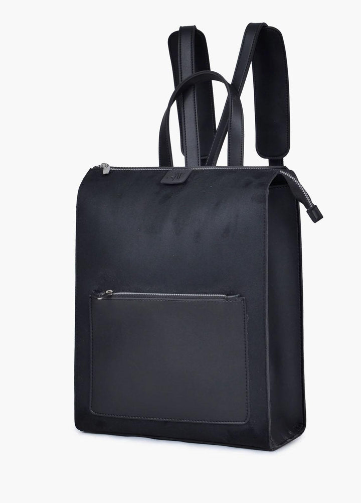 RTW Creation    Backpack ABP-03 Black suede adventure backpack - School Bags and Backpacks